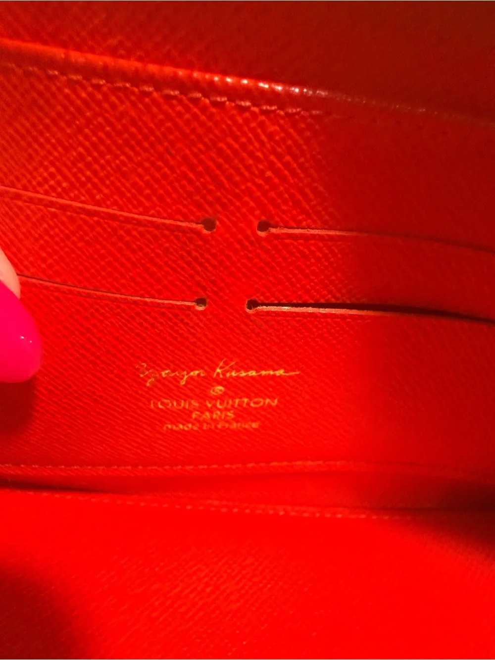 Louis Vuitton Red & Black Monogram Zip Around Wallet w/ Dusty